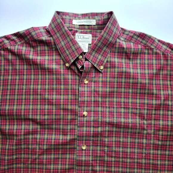 LL Bean Plaid Shirt Men's Large Regular Wrinkle Resistant Long Sleeve Button Up - Picture 8 of 9